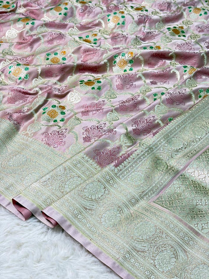 Mashru silks Tilffi Cutwork Jaal Design Saree