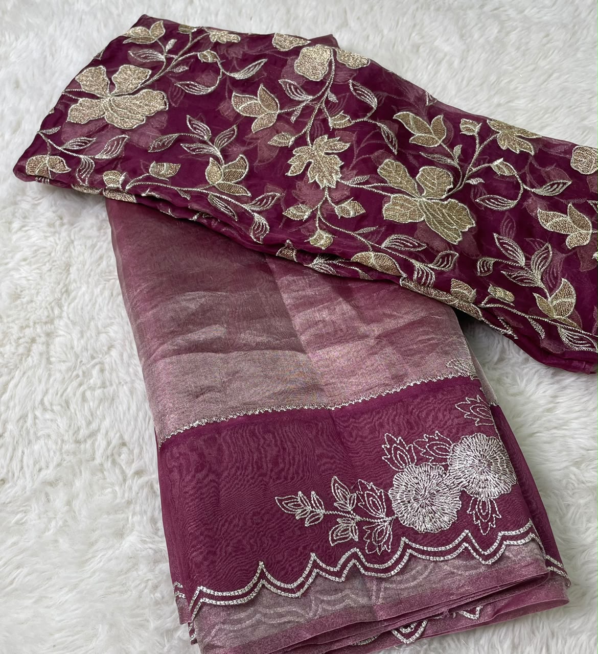 Banarasi Handloom Pure Tissue Organza Embriodery sarees