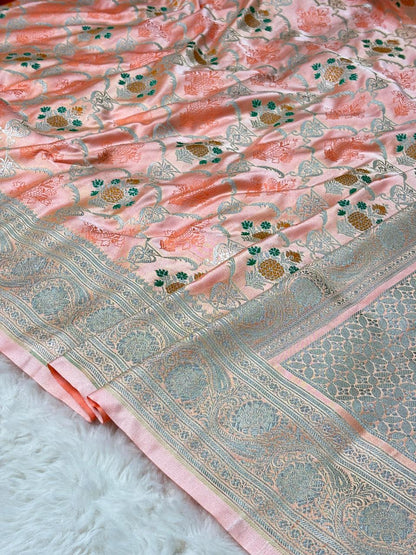 Mashru silks Tilffi Cutwork Jaal Design Saree