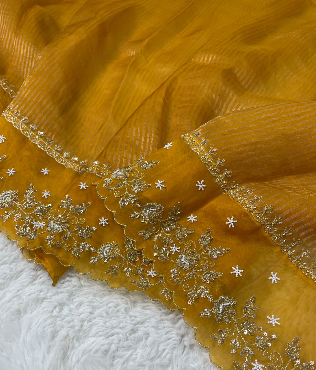 Banarsi Pure Kora Tissue Handwork Embroidery