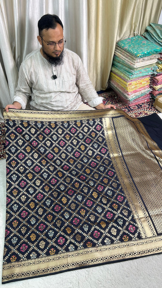 Semi Katan silks Ghadchola saree
