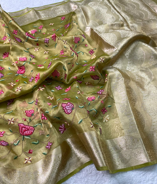 Pure Tissue Petit Point Embroidery Saree