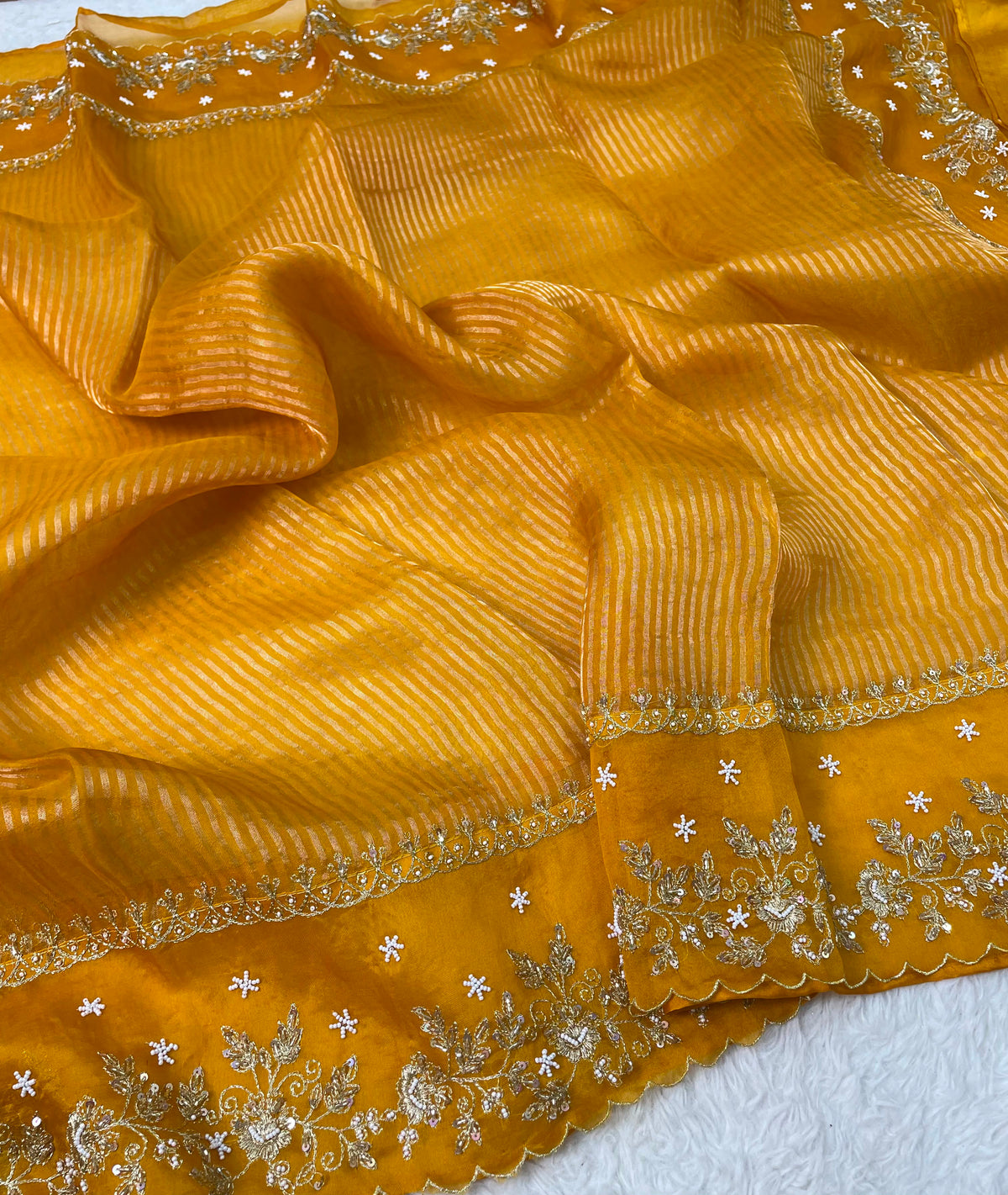 Banarsi Pure Kora Tissue Handwork Embroidery