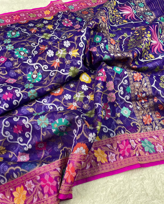 Pure Kora Jamdhani  Saree