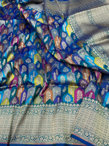 Banarasi Handloom Pure Katan  Cutwork Jangla Saree
